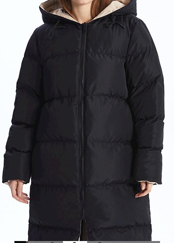 LCW Vision Kadın Kapüşonlu Siyah Şişme Mont - Görsel 3