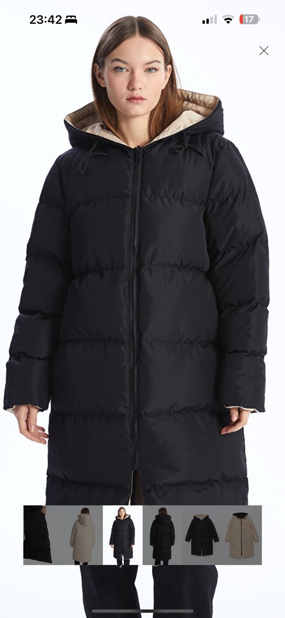 LCW Vision Kadın Kapüşonlu Siyah Şişme Mont - Görsel 3