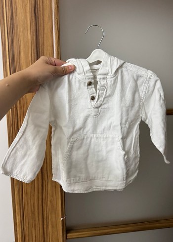 Zara Beyaz Keten V Yaka Erkek Çocuk Gömlek - Görsel 3