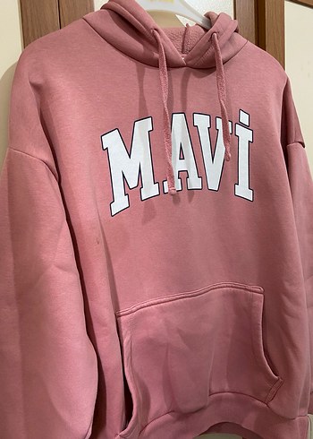 Mavi Baskılı Pembe Kapüşonlu Sweatshirt - Görsel 3
