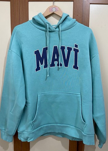 Mavi Baskılı Pembe Kapüşonlu Sweatshirt - Görsel 4
