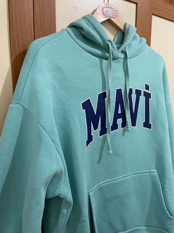 Mavi Baskılı Pembe Kapüşonlu Sweatshirt - Görsel 5