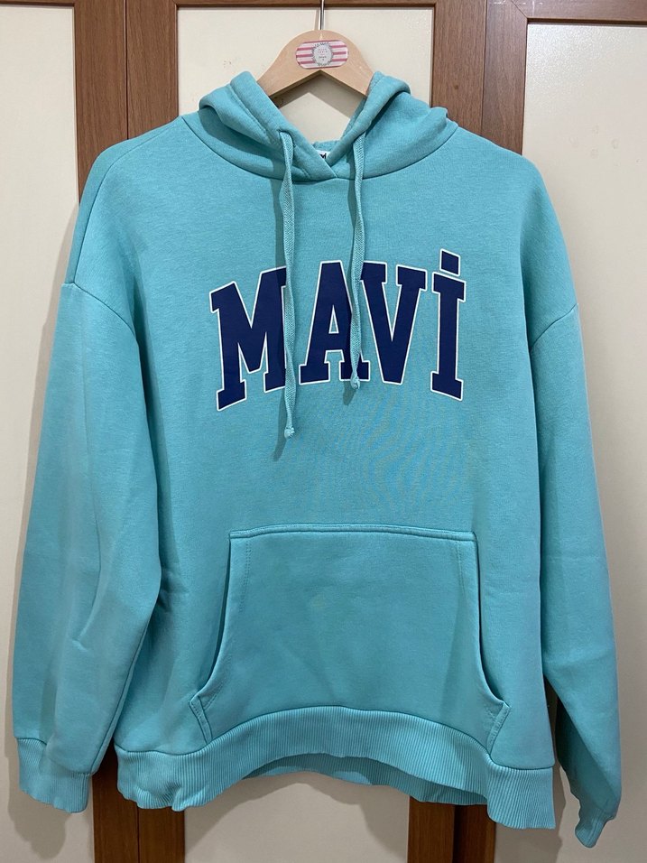 Mavi Baskılı Pembe Kapüşonlu Sweatshirt - Görsel 4