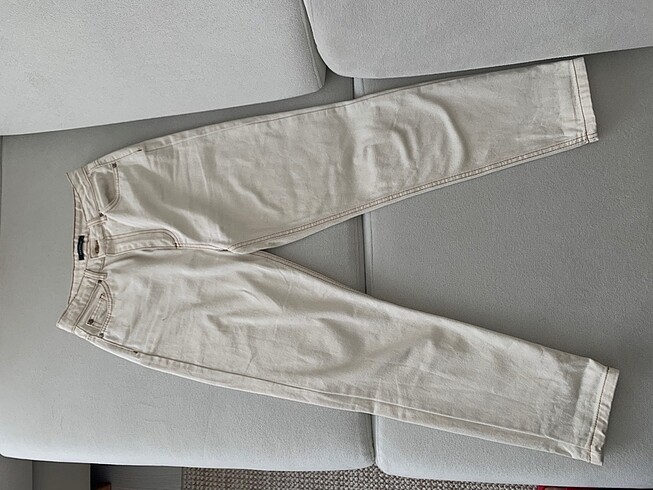 36 Beden Ekru yüksek bel jean