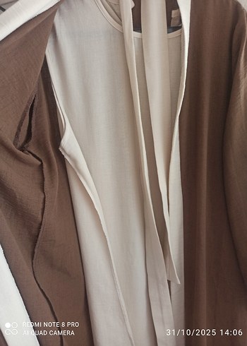Kadın Uzun Kahverengi Rahat Kesim elbiseli abaya - Görsel 2