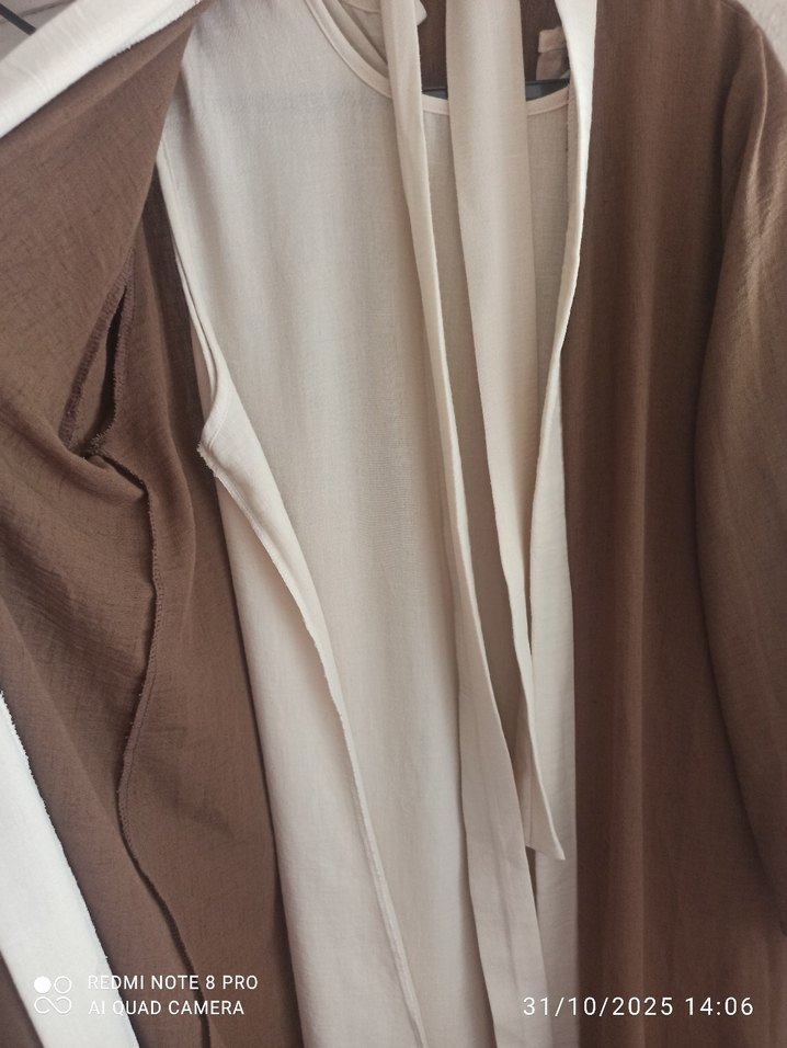 Kadın Uzun Kahverengi Rahat Kesim elbiseli abaya - Görsel 2