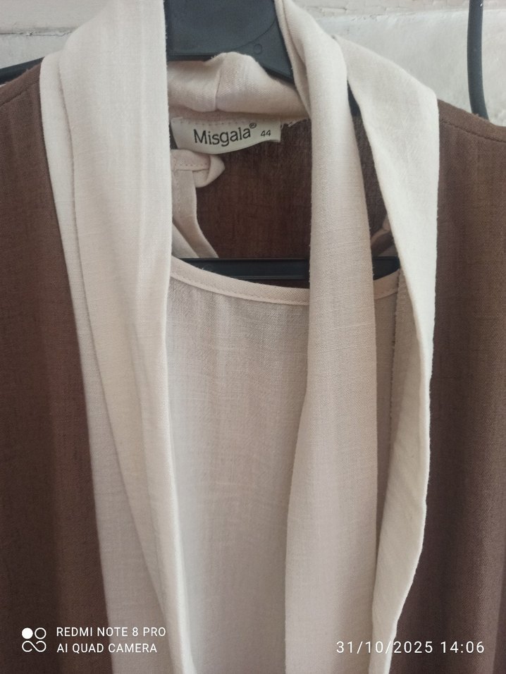 Kadın Uzun Kahverengi Rahat Kesim elbiseli abaya - Görsel 3