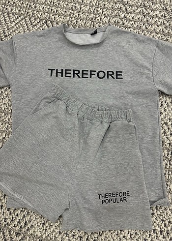 Gri Kadın Sweatshirt ve Şort Takım