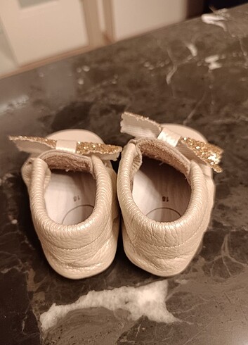 Hodore Sofia Taşlı krem hakiki deri Makosen bebek ayakkabı 18 nu - Görsel 7