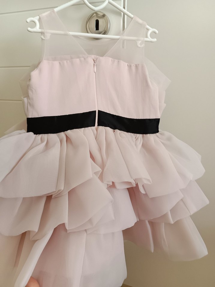 Le Mabella Pudra Renkli Fırfırlı Kız Çocuk Elbisesi - Görsel 4