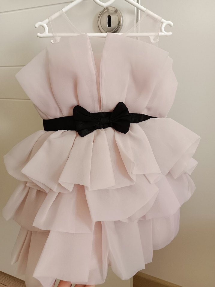 Le Mabella Pudra Renkli Fırfırlı Kız Çocuk Elbisesi - Görsel 2