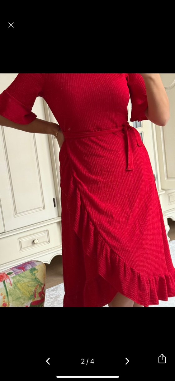 Kırmızı Midi  Elbise - Görsel 2