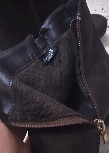 Kahverengi Süet Kadın Bot, Tokalı, Topuklu - Görsel 2