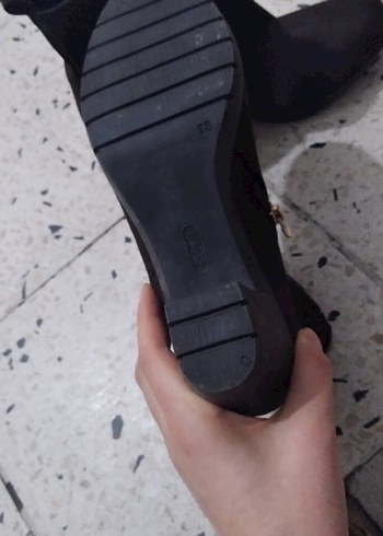 Kahverengi Süet Kadın Bot, Tokalı, Topuklu - Görsel 3