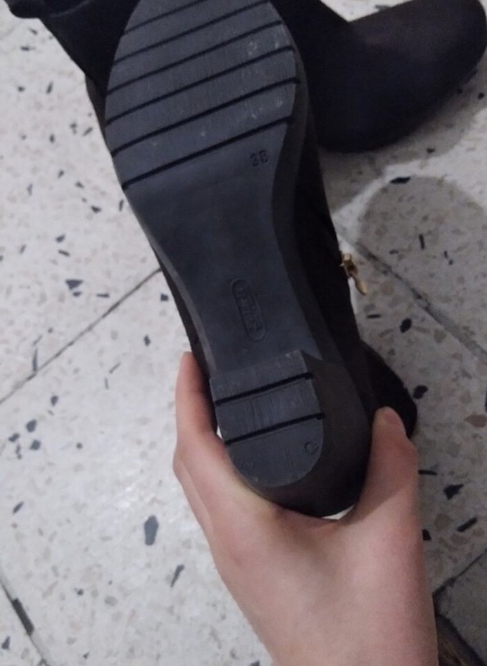 Kahverengi Süet Kadın Bot, Tokalı, Topuklu - Görsel 3