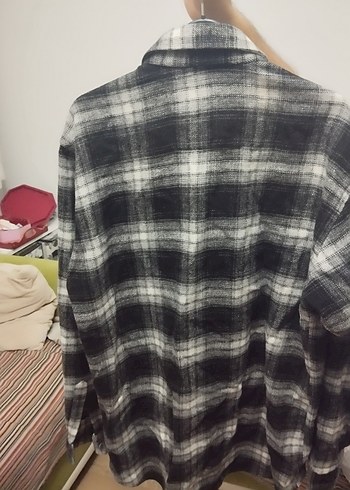 Gri Ekose Desenli Erkek Yün Gömlek - Görsel 5