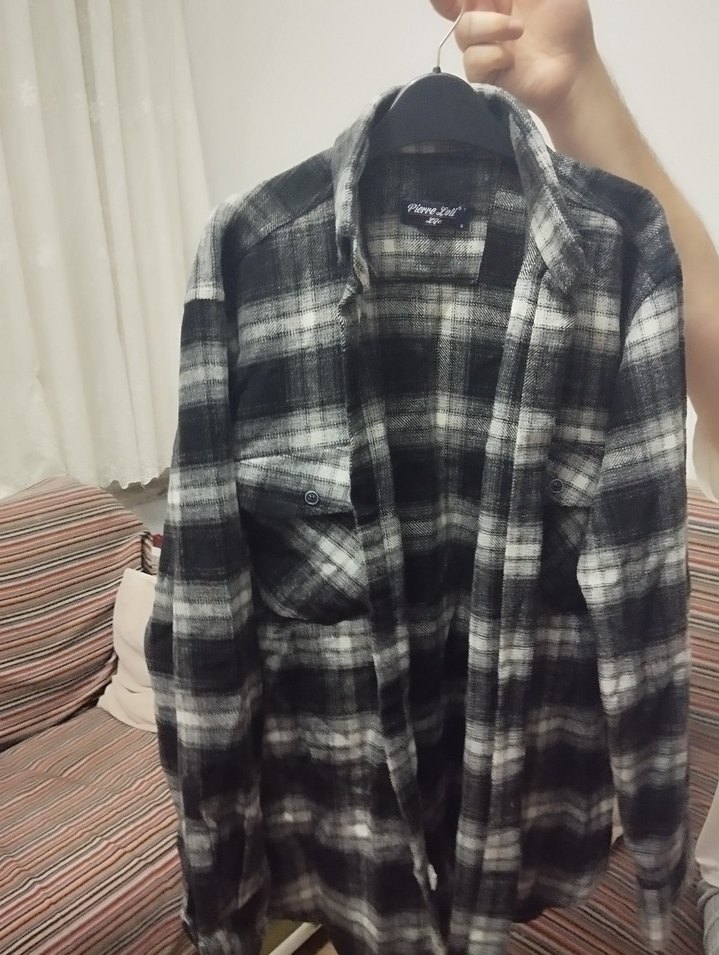 Gri Ekose Desenli Erkek Yün Gömlek - Görsel 2