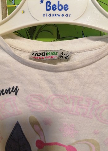 Beyaz Kız Çocuk Uzun Kollu Baskılı Tişört - Görsel 3