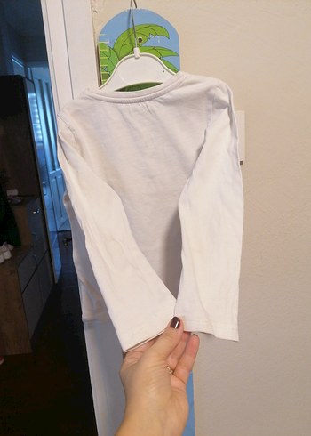 Beyaz Kız Çocuk Uzun Kollu Baskılı Tişört - Görsel 4