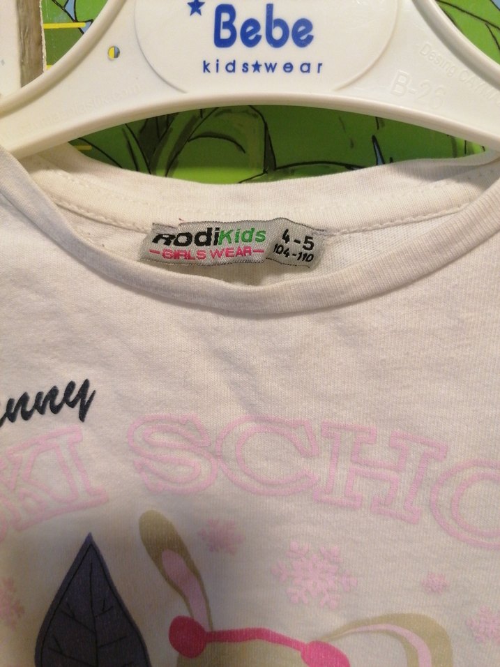 Beyaz Kız Çocuk Uzun Kollu Baskılı Tişört - Görsel 3