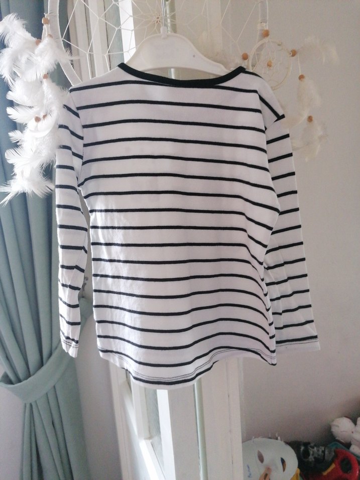 Kız Çocuk Çizgili Uzun Kollu Tişört - Görsel 5