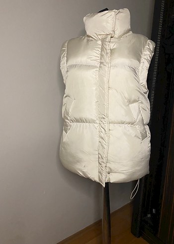 Bej Yüksek Yakalı Kadın Şişme Yelek - Görsel 4