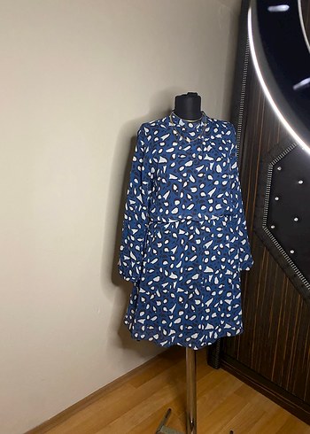 Bohem Mini Tunik Mavi Batik Desenli - Görsel 2