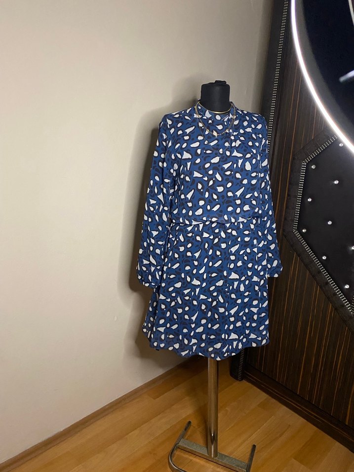 Bohem Mini Tunik Mavi Batik Desenli - Görsel 3