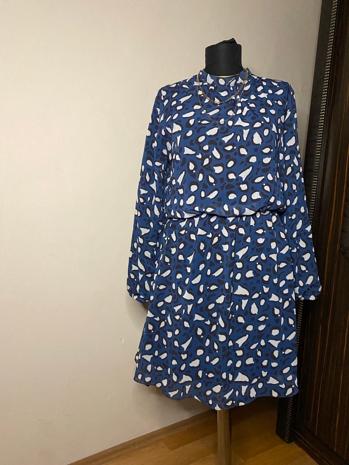 Bohem Mini Tunik Mavi Batik Desenli - Görsel 5