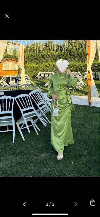 Yağ yeşili saten elbise