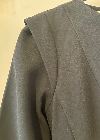 Uzun Kollu Siyah V Yaka Uzun Elbise - Görsel 4