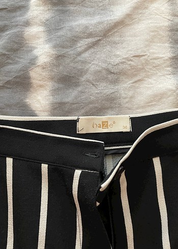 Pembe iKadın Kumaş Pantolon çizgili kumaş pantolon ve siyah kot - Görsel 6