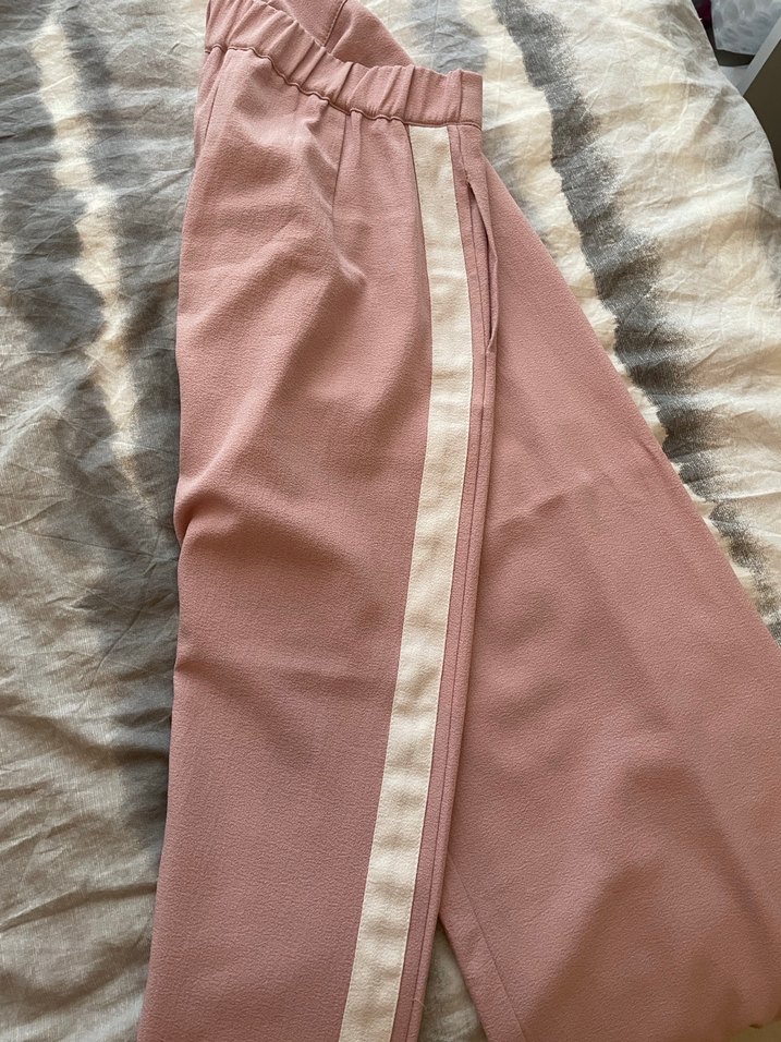 Pembe iKadın Kumaş Pantolon çizgili kumaş pantolon ve siyah kot - Görsel 2