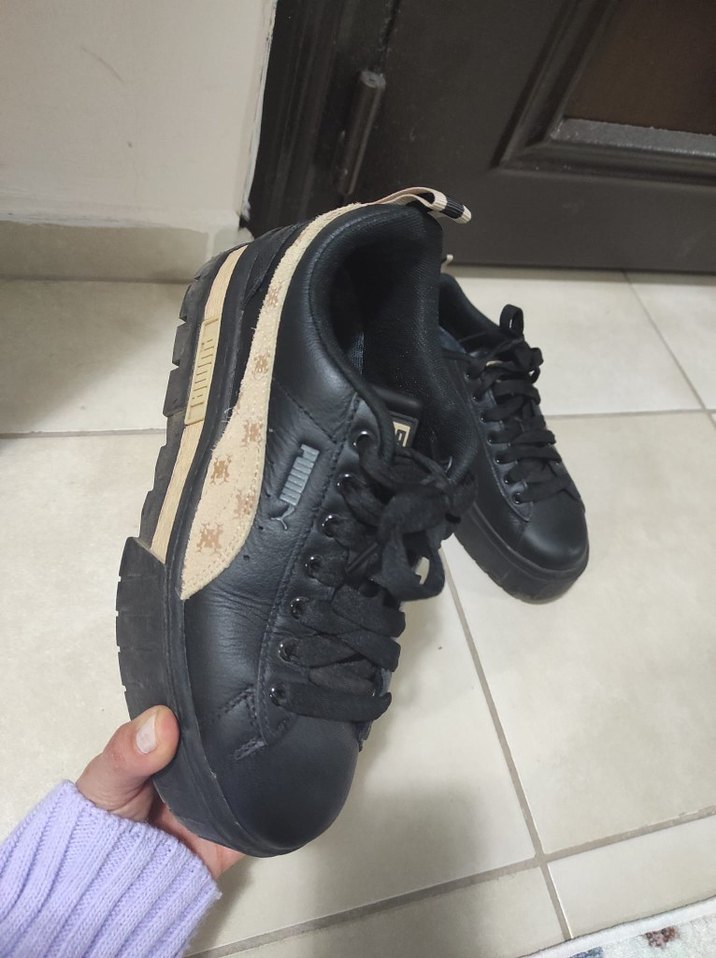 Kadın Siyah Yılan Desenli Platform Spor Ayakkabı - Görsel 2