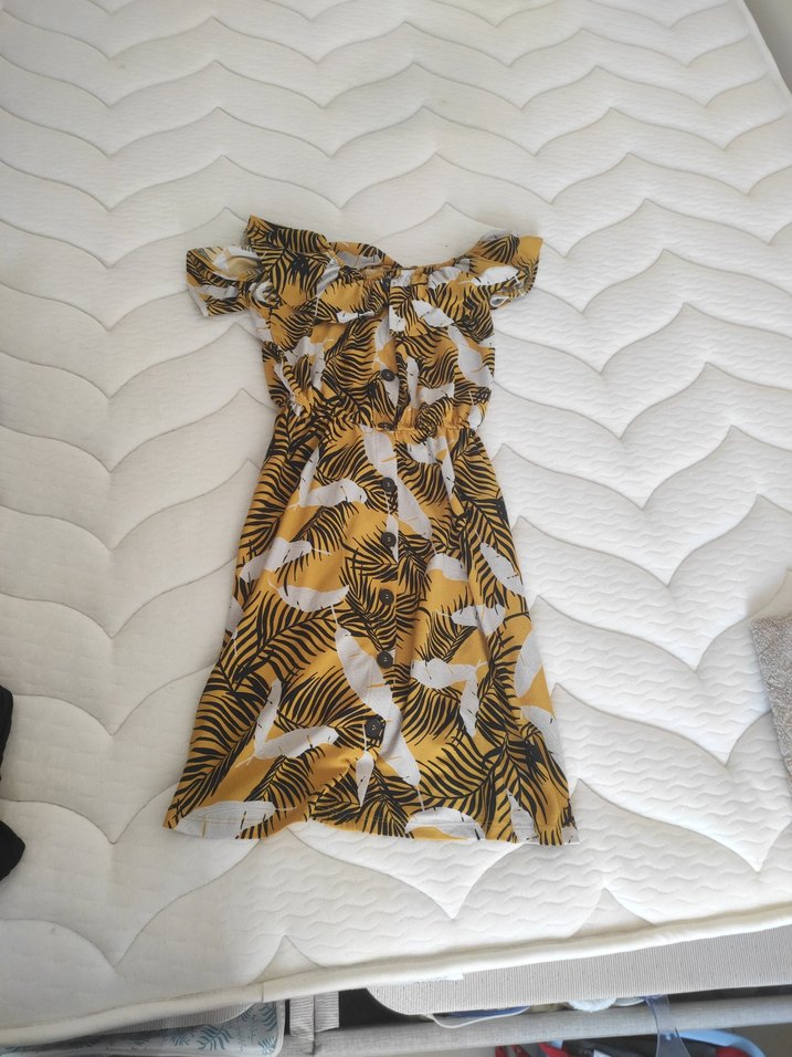 Sarı Zebra Desenli Mini Elbise - Görsel 2