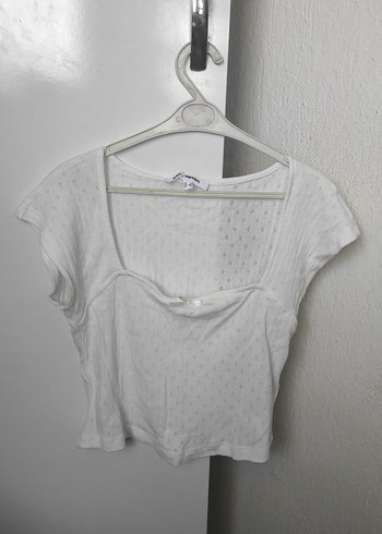 Koton Beyaz V Yaka Mini Crop Top