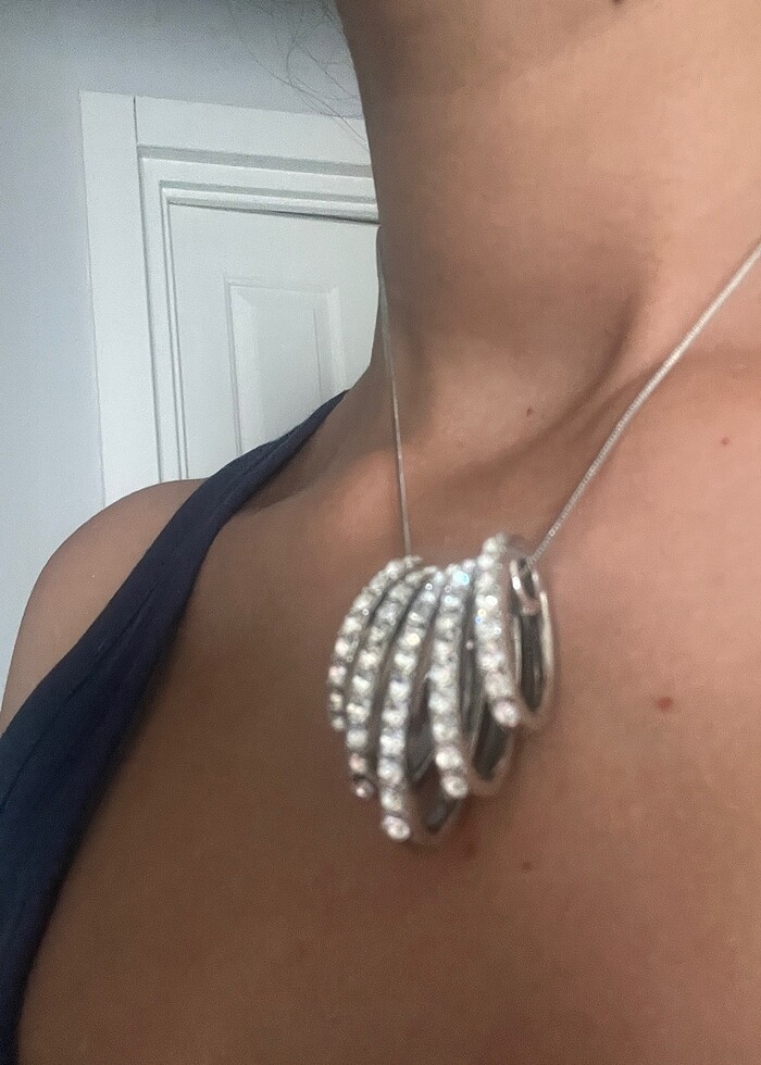 Zirkon taşlı çelik kolye - Görsel 2