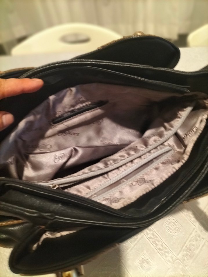 Klasik Siyah Deri Yılan Desenli Kadın Çanta - Görsel 3