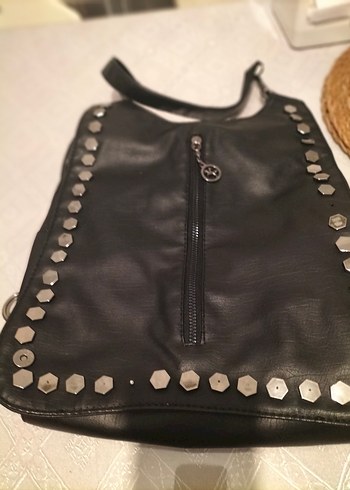 Siyah Deri Fermuarlı Kadın Çanta - Görsel 2