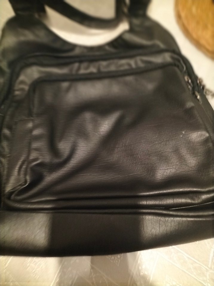 Siyah Deri Fermuarlı Kadın Çanta - Görsel 3