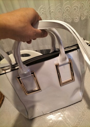 Klasik Beyaz Deri Kadın Çanta - Görsel 2