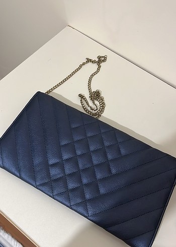 Zincir Detaylı Lacivert Deri Kadın Çanta - Görsel 2