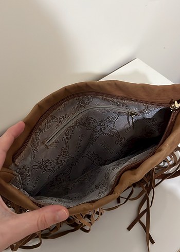 Kahverengi Süet Tokalı Bohem Kadın Bot ve çantası - Görsel 6