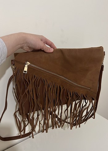Kahverengi Süet Tokalı Bohem Kadın Bot ve çantası - Görsel 5