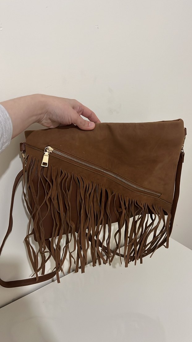 Kahverengi Süet Tokalı Bohem Kadın Bot ve çantası - Görsel 5