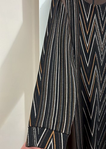 Drapeli V Yaka Uzun Kollu Kahverengi Kadın Elbise - Görsel 3