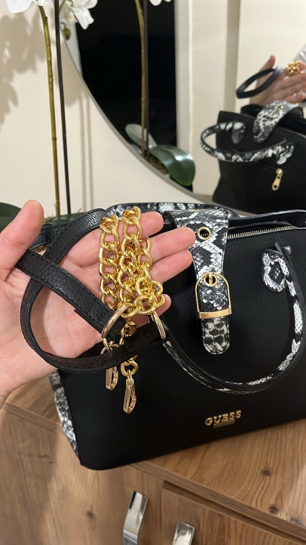 Siyah Deri Guess Kadın Çanta - Görsel 5