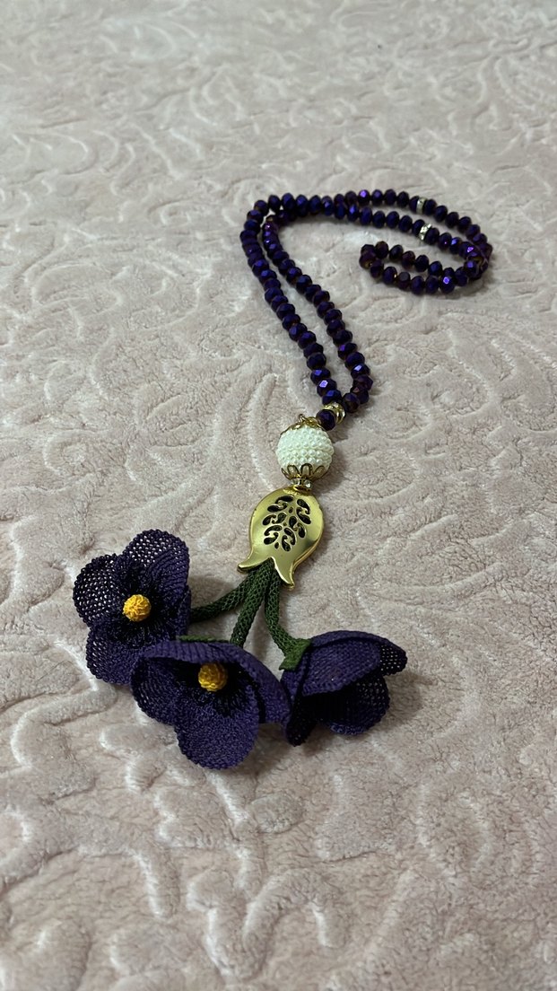 3 boyutlu İğne oyası tesbih gelincik model - Görsel 2