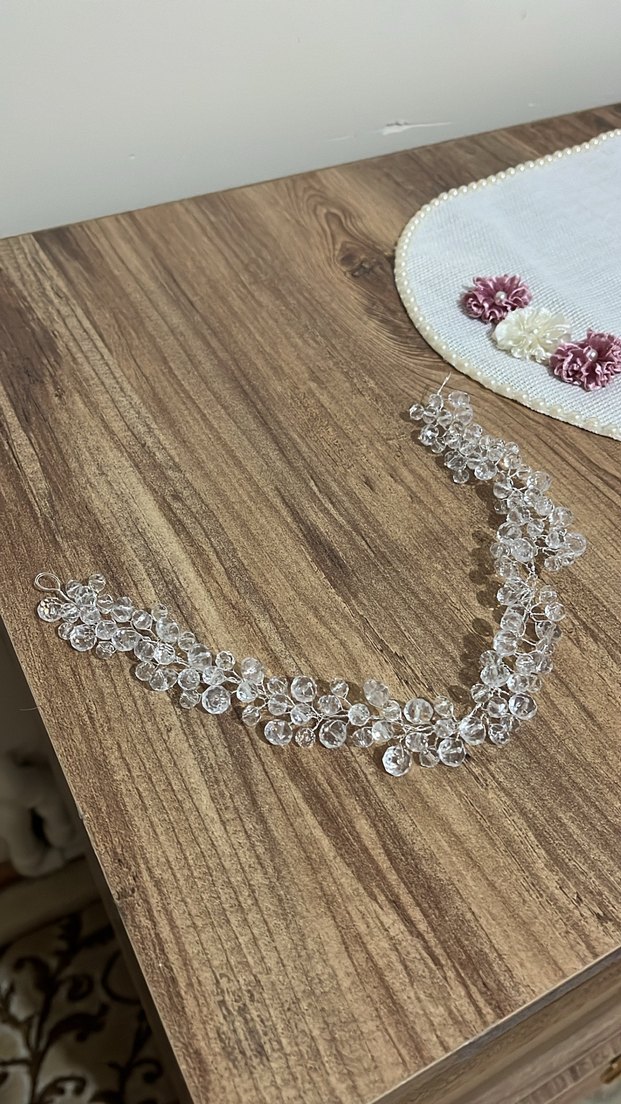 Beyaz Boncuklu Bohem Saç Aksesuarı - Görsel 2