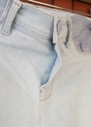 buz mavisi Kemerli Hamile Kot Pantolon - Görsel 3